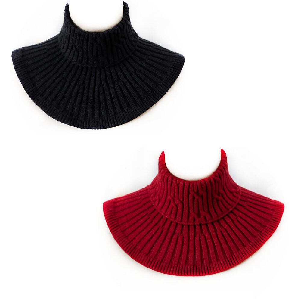 2pcs Knitting Fake Collar Solid Colored Knitted F… - image 1